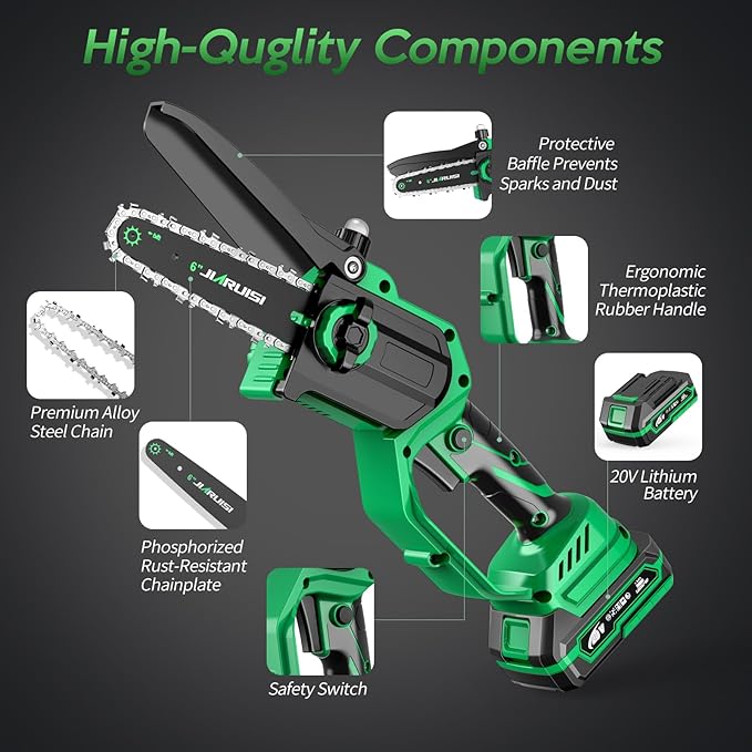Mini Chainsaw 6 Inch Portable Electric Chainsaw Cordless with 2 Batteries, Handheld Small Chain Saw for Tree Branches, Courtyard, Household and Garden, Gifts for Men Dad Husband Women