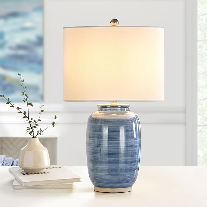Maxax 25" Blue Table Lamp for Living Room, Modern Ceramic Lamp