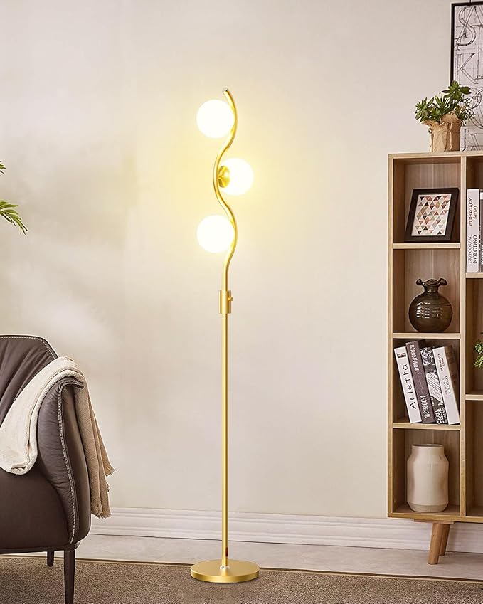 Lightdot 60IN Gold Floor Lamp Stepless Dimmable Globe Floor Lamps