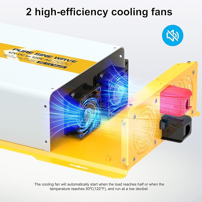 XWJNE 3000W Pure Sine Wave Power Inverter 12V DC to 120V GFCI AC Converter with LCD Display and Remote for Home, RV, Truck, Off-Grid Solar Power