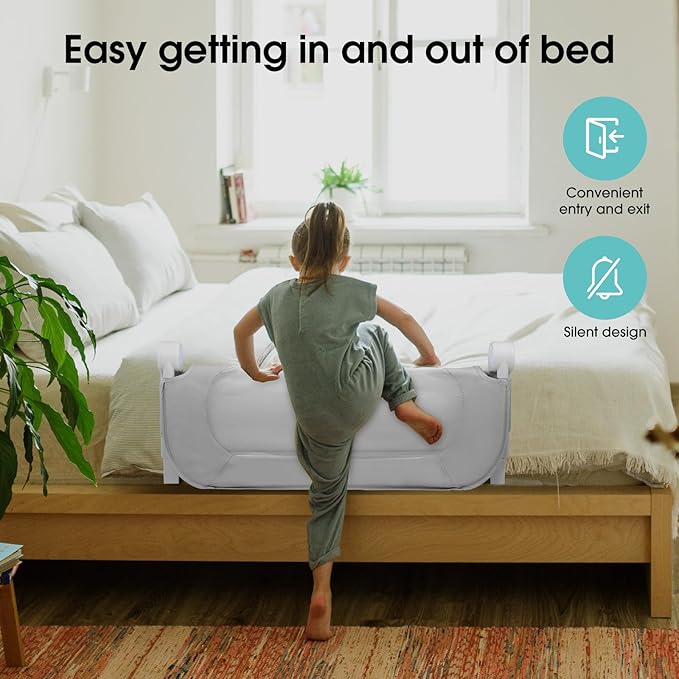 Baby Bed Rail Guard for Toddlers - 35.1" Toddler Bed Side Rails for Crib, Twin, Full, Queen Bunk Size Bed Swing Down Bedrail Extral Tall Child Safety Side Railing Guards for Kids