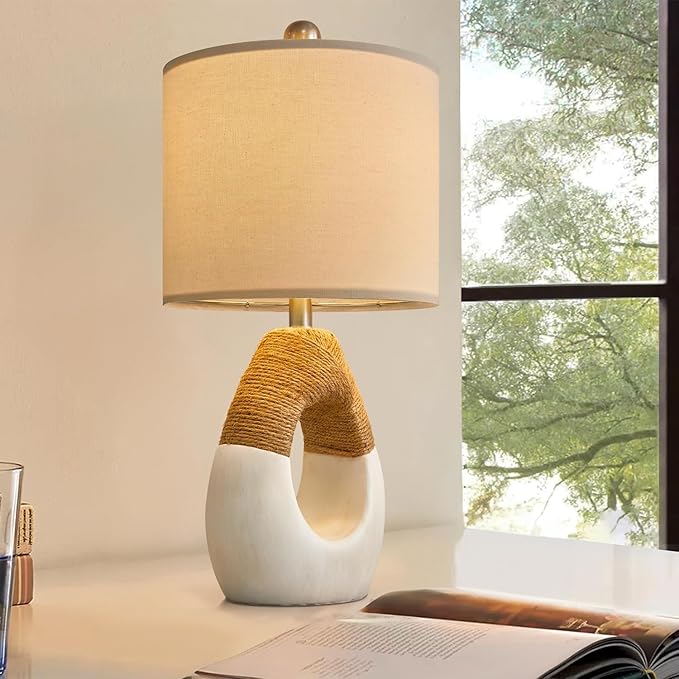 OYEARS 19” Boho Table Lamps Bedroom Living Room, Suitable