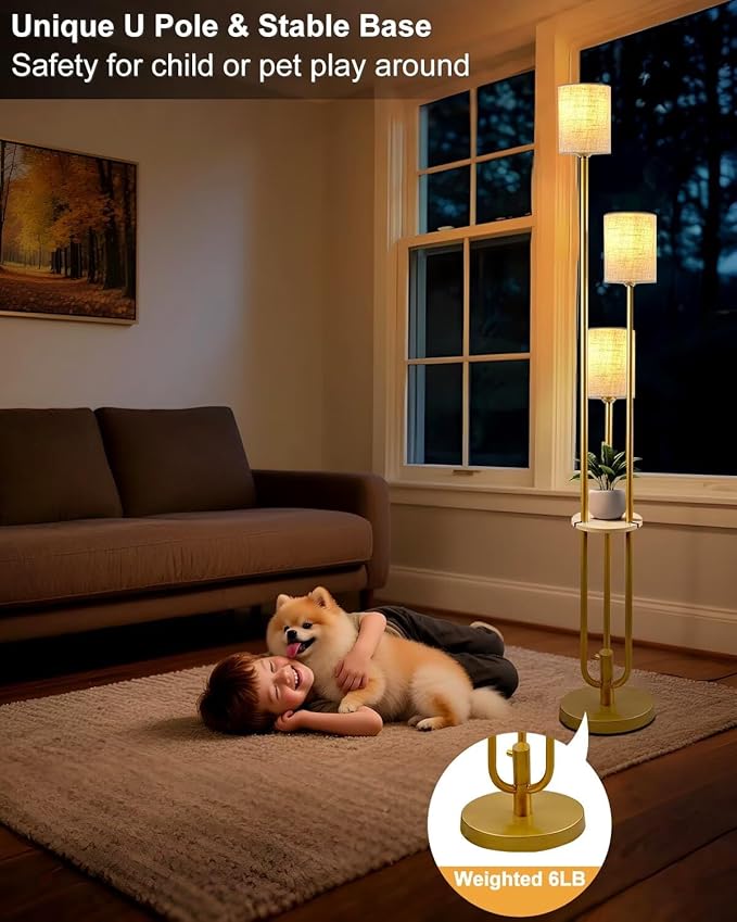 Gold Floor Lamp Dimmable 64IN Tall Standing Lamps