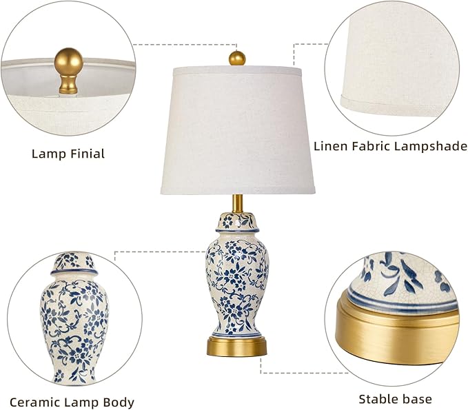 RORIANO Chinoiserie Ceramic Table Lamps Set of 2