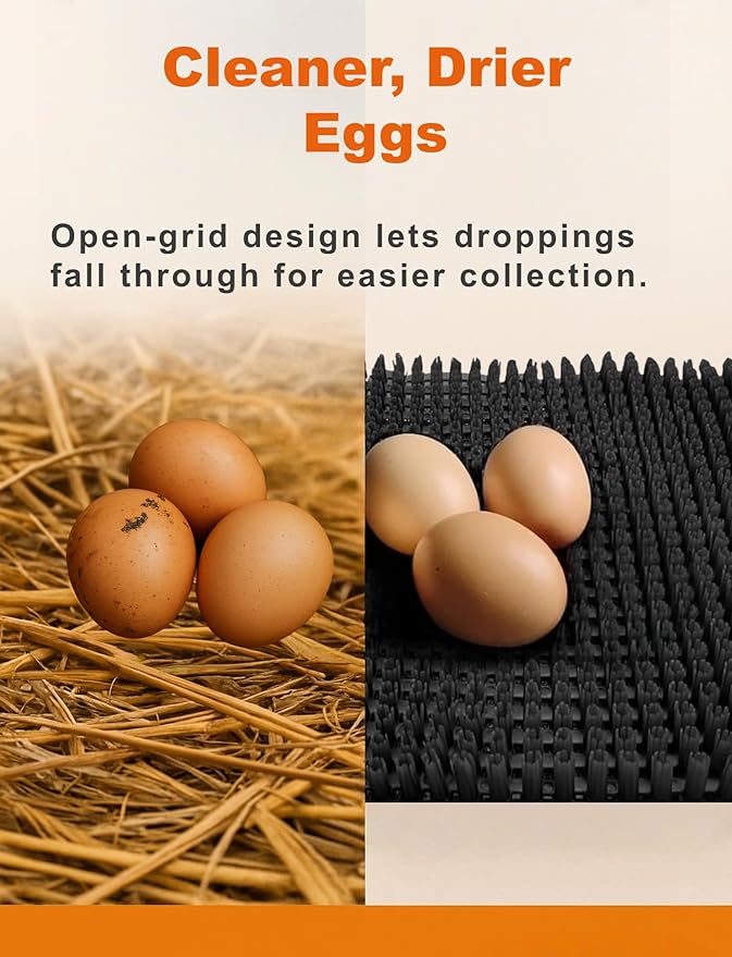 6-Pack Washable Chicken Nesting Pads for Chicken Coop, 13x11in Reusable Nest Box Liners, Trim-to-Fit Open-Grid Bedding for Cleaner Eggs, Heavy-Duty Poultry Supplies (Black)