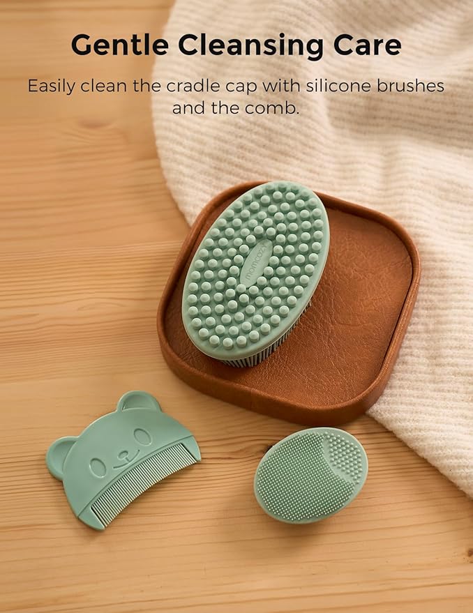 Momcozy Glow Baby Kit, Baby Shower & Registry Essential Kit for Grooming & Cleansing Care, Includes Electric Nail File, Teether, Bath Brush, Cradle Cap Brush,Comb, Finger Toothbrush,Newborn Must-Have