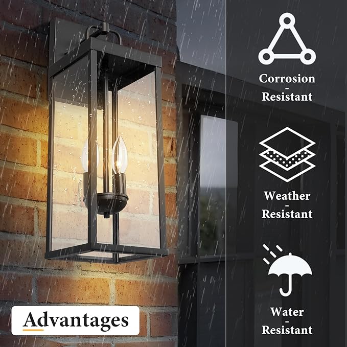 Outdoor Wall Sconce Light, 20 Inch Tall Transitional Exterior Wall Bracket