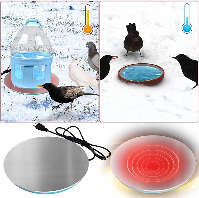 1 PC Chicken Water Heater for Winter, Heated Chicken Waterer 1-5 Gallons, 7.67'' Poultry Water Heater Base, Antifreeze Heated Base to Prevent Water Freezing in Metal Plastic Chicken Waterer