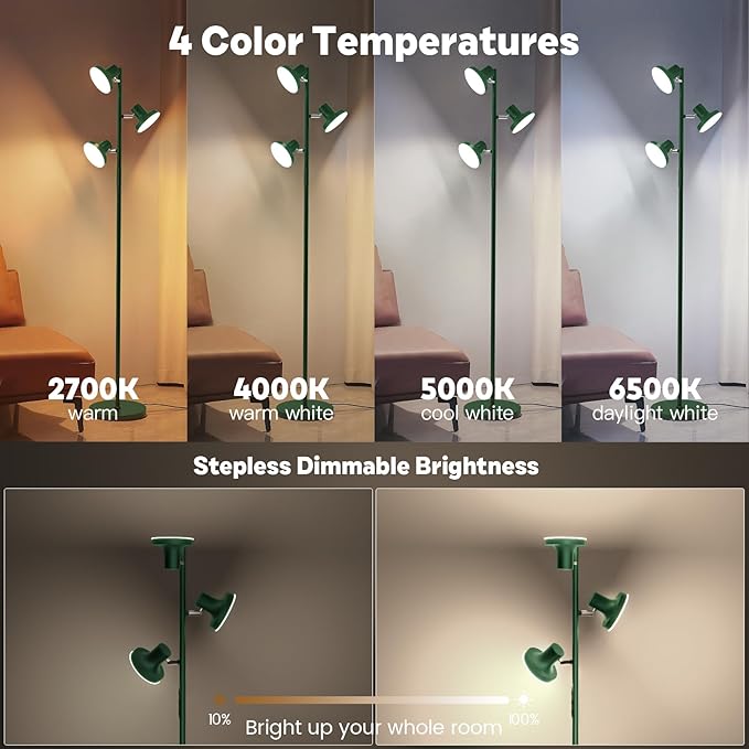 36W LED Tree Floor Lamp, Modern Dimmable Standing Lamp