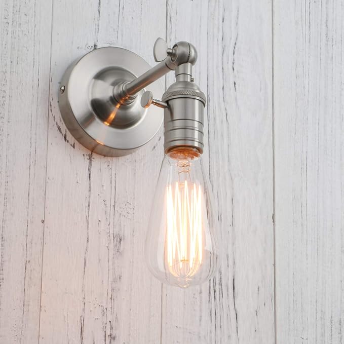 PERMO Vintage Industrial Pole Wall Mount Mini Single Sconce Metal Wall Sconces