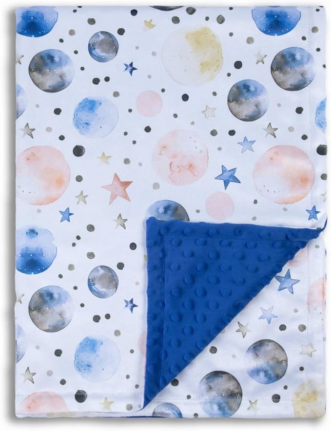 Baby Blankets for Unisex Boys Girls, Super Soft Nursery Minky Blankets, 30 x 40 inch Outer Space Printed Bed Throws Newborn (Color Planet)