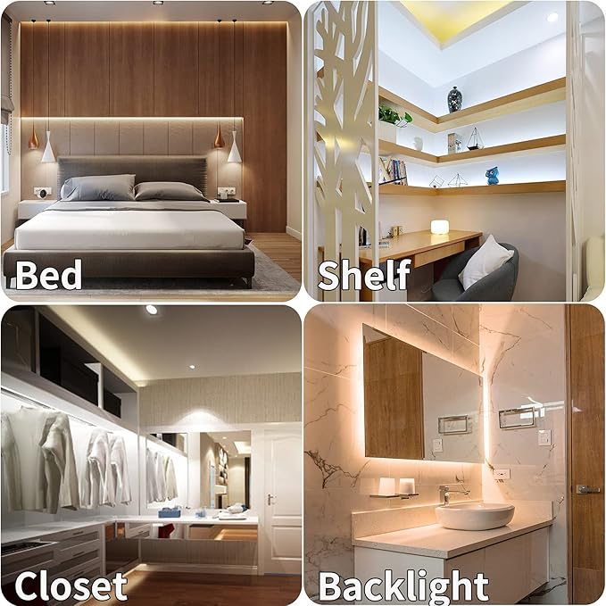 WOBANE Under Cabinet Lights, Kitchen LED Lighting Kit, RF Remote, Dimmable