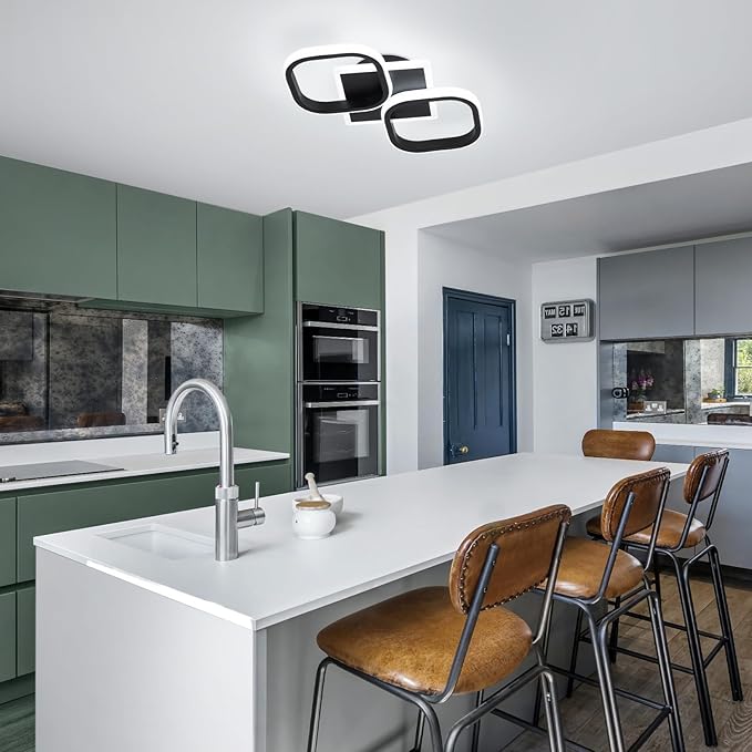 ElDISUNY Modern LED Ceiling Lights, 30W Black Square Ceiling Lights Fixture