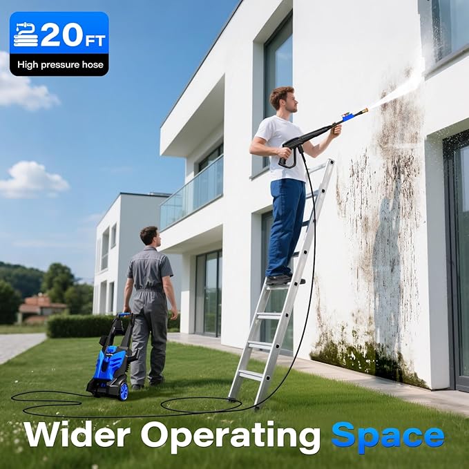 Pressure Washer, Power Washer with 4 Nozzles and Foam Cannon, High Pressure Cleaning Machine for Cars, Driveways, Fences, Patios, Home Cleaning