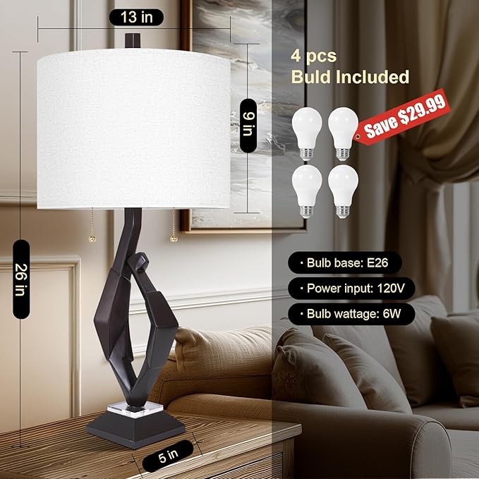 Scenekoy Sculptural Resin Table Lamp Set of 2