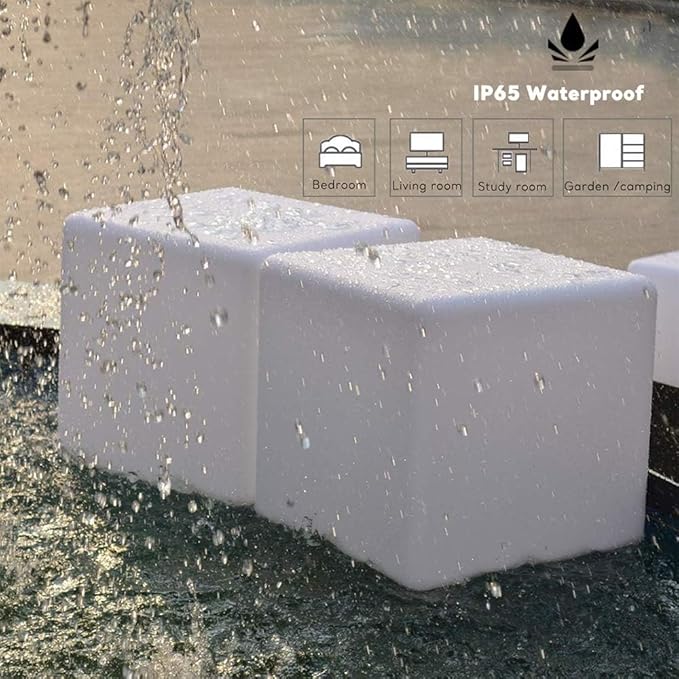 14 inch Versatile LED Cube Light Chair, Rechargeable Light Cubes Table w/Remote