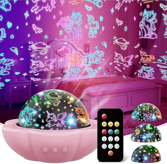 Unicorns Gifts for Girls Toys,Night Light for Kids,Remote Dimmable Timer Star Projector, 360° Slient Ocean Lights for Ceiling Projector,Christmas Birthday Gifts for Girls&Room Decor