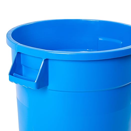 PRO&Family 20 Gallon Trash Can with Lid Round Ingredient Storage Containers Recycling Bin Kitchen Garbage Can Office Garbage Can Trash Barrel Plastic Barrel Yard Waste Bin Outdoor Trashcan (10, Blue)
