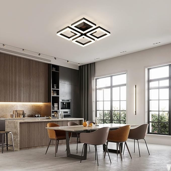 GEADI Led Ceiling Light, Modern 4-Square Ceiling Lamp 52W Dimmable Flush Mount