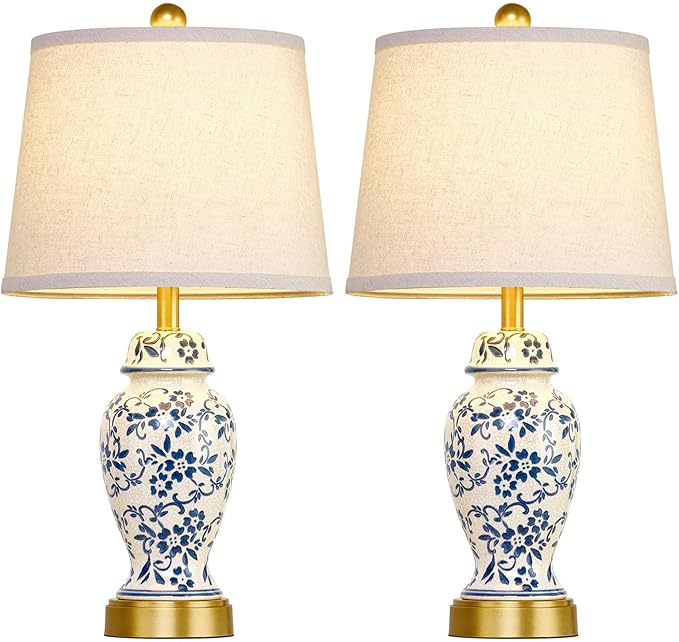 RORIANO Chinoiserie Ceramic Table Lamps Set of 2
