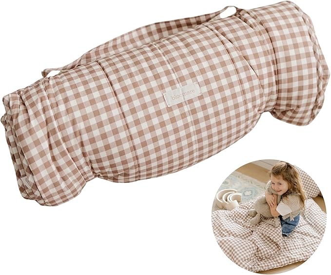 Organic Toddler Nap Mat – 100% Cotton Kids Washable Sleeping Mat & Detachable Pillow – Sleeping Bag with Soft 1.5” Pad – Ideal Nap Mat for Daycare, Preschool, & Sleepovers