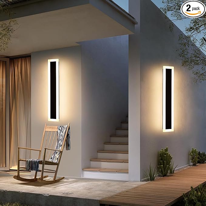 Upgrade Widened 2 Pack Modern LED Wall Sconce, 23.6inch Outdoor Wall Lights
