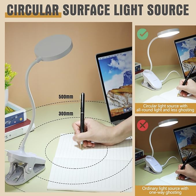 Retisee 12 Pcs Clip on Lamp Bulk LED Reading Light Book Lamp Clamp