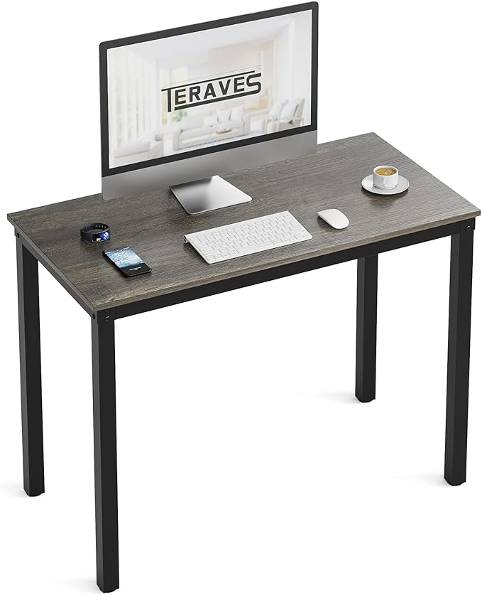 Teraves Computer Desk/Dining Table Office Desk Sturdy Writing Workstation for Home Office (39.37“, Black Oak)