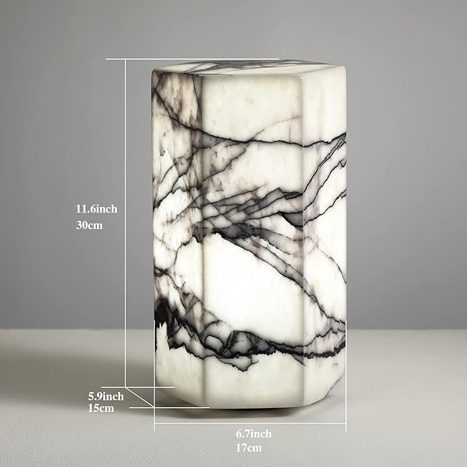 Handcrafted Real Marble Table Lamp, Stone Lamp