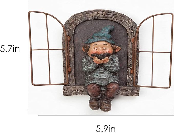 Whimsical Fairy Garden Gnome Statue, Tree Faces Decor Outdoor -5.9 Inch, Funny Garden Tree Decoration,Ideal Patio Yard Lawn Porch Decoration
