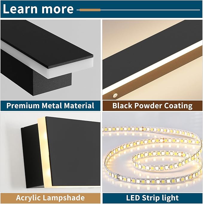 Modern Outdoor Wall Sconce, 47inch LED Wall Mounted Light, 3000K Warm White