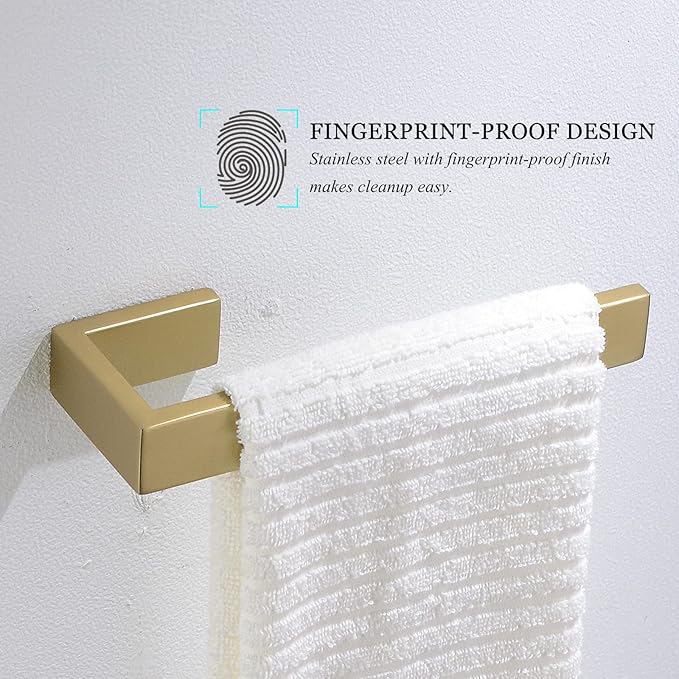 Gold Towel Bar Set 4 Pieces Bathroom Hardware Set Wall Mounted Stainless Steel
