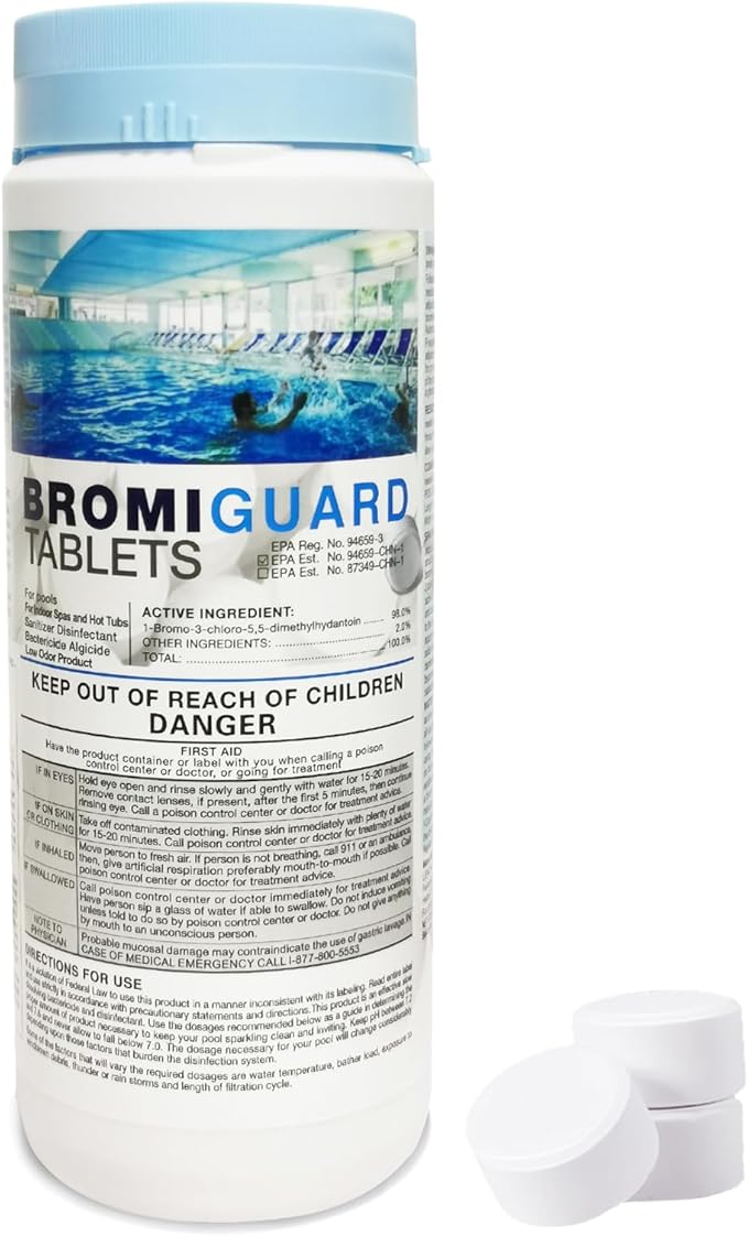 Bromine Tablets 1 Inch 1.8 Lbs for Spa Hot Tub Chemical Sanitizer Bromine Tabs | Long-Lasting 1" Brominating Tablets for Pools | Less Chlorine Odor 1.8 Pounds