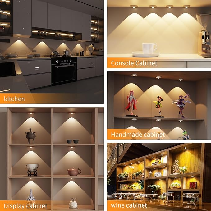 Puck Lights Cordless with Remote Control, 2200mAh Rechargeable Under Counter