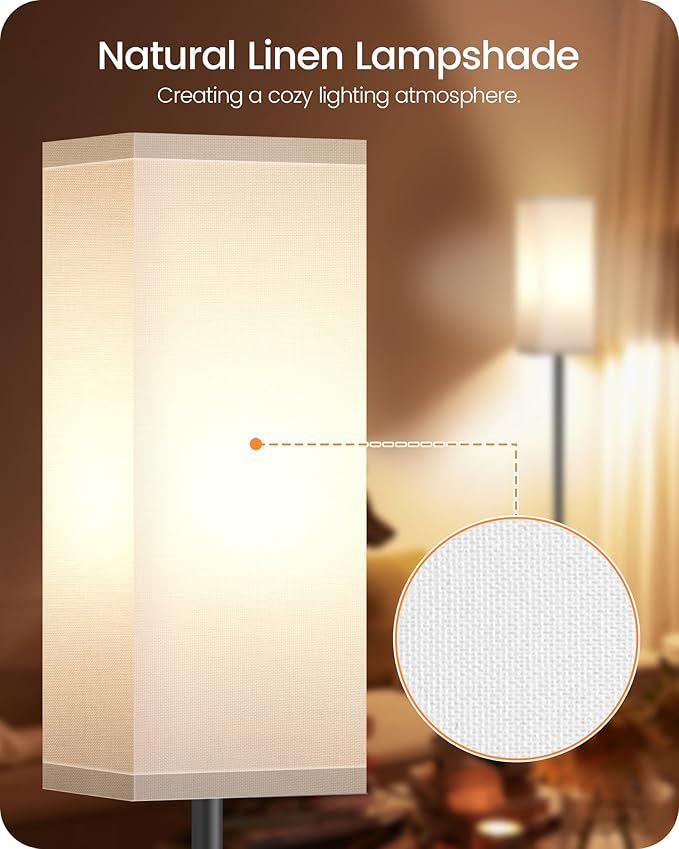 Floor Lamp, Pole Lamp with Foot Switch, Modern Standing Lamp Shade, Minimalist