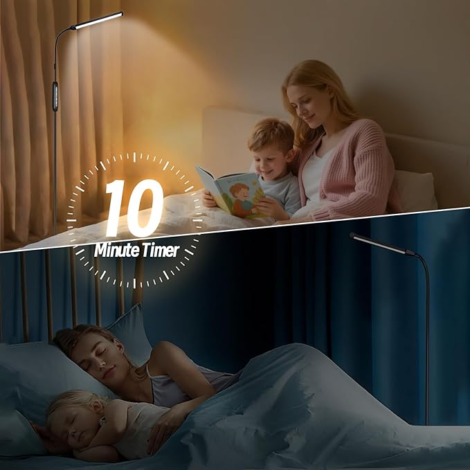 Dimmable LED Floor Lamp for Living Room, Adjustable Lash Light, Timer Light