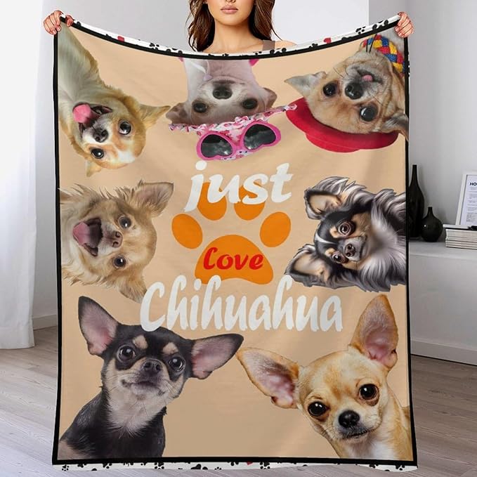Chihuahua Blanket Funny Chihuahua Dog Gifts for Girls Boys Woman Kids Dog Lover Throw Blankets Soft Blanket Warm Fleece Flannel Plush Blankets for Bed Sofa Couch 40"x50"