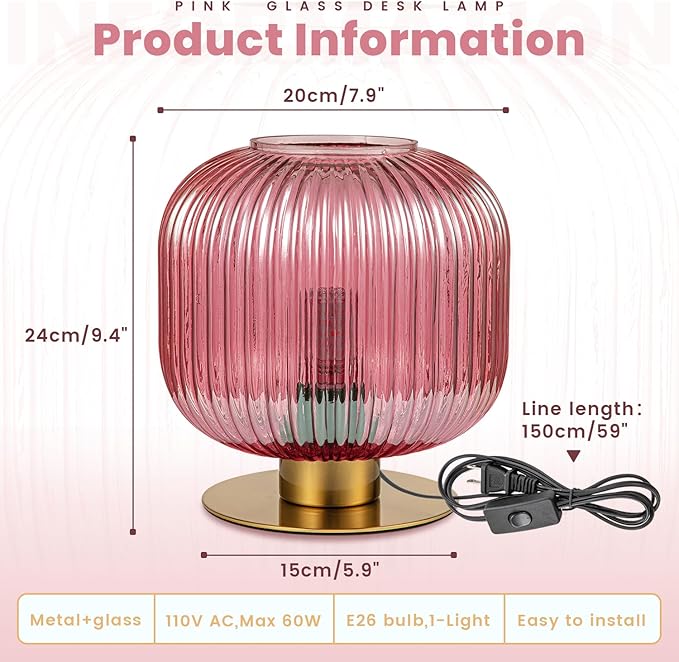 Small Bedside Table Lamp, Modern Bedroom Nightstand Lamp Living Room Side Table