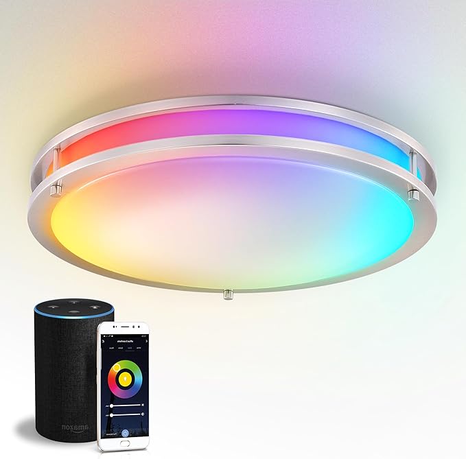 ASD LED 18" Round Flush Mount Lighting, Close to Ceiling Light Fixture | Smart