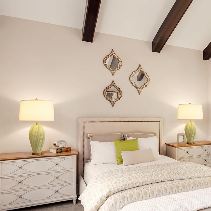 Modern Textured Ceramic Large Table Lamps 26.75", Sage Green Plug in Table Lamp