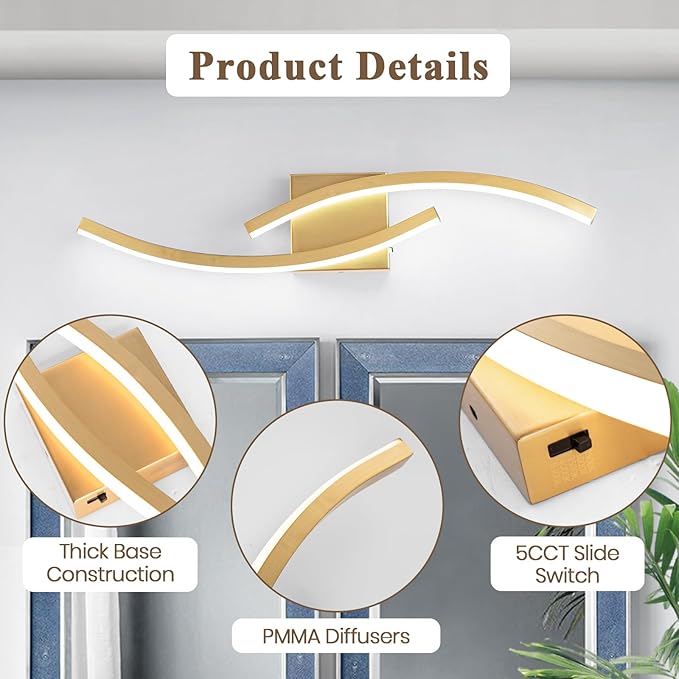 23.62 inch Vanity Light for Bathroom Lighting Fixtures Over Mirror Dimmable