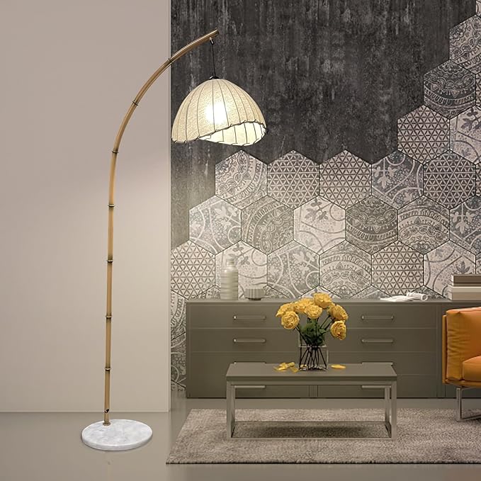 Boho Arc Bamboo Floor Lamp, Vintage Bohemia Floor Lamps