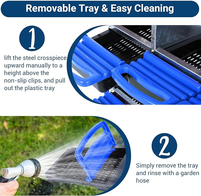 Two-Tier Chicken Nesting Box, 8 Hole Metal Chicken Egg Laying Box with Swing Perch and Rollout Egg Collection Applicable to Coops and Duck Houses Blue.