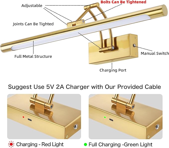 16“ Picture Lights for Wall Battery Operated, Wireless Picture Light