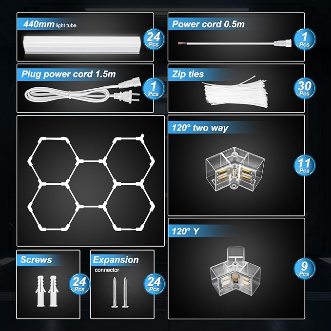 Hexagon Garage Lights 3 Level Dimmable, High Brightness 168W 5600 to 18480