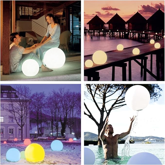 Mr.Go 20-inch Rechargeable LED Ball Light, Waterproof Outdoor Globe Lights