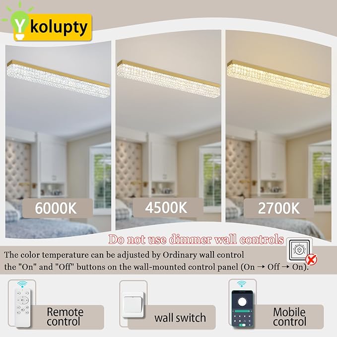 L48 Rectangular Chandelier Flush Mount Rectangle Chandelier Modern K9 Crystal