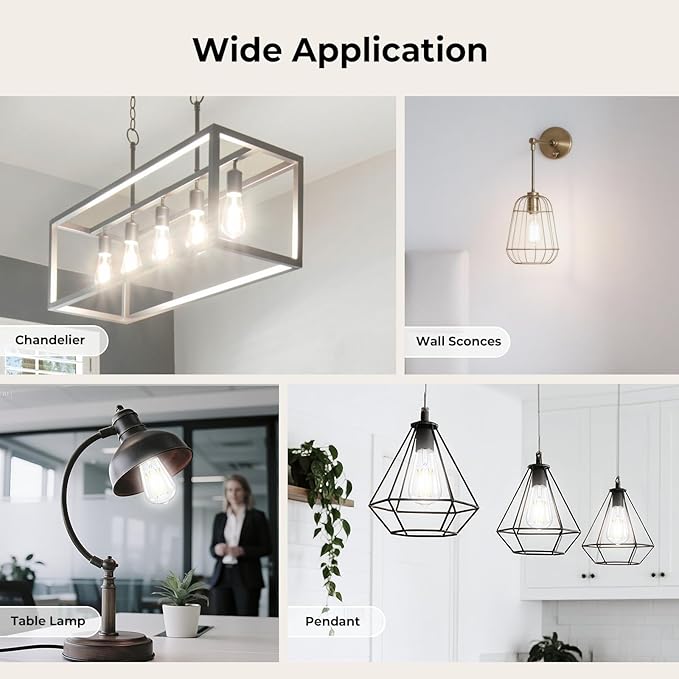 Dimmable LED Edison Bulbs, 4000K Daylight White, 6W Equivalent to 60 watt E26