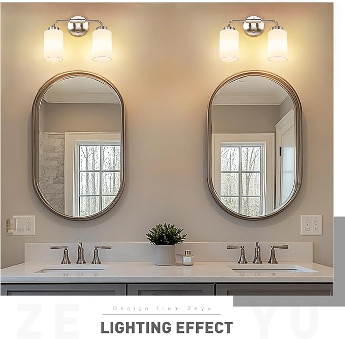 zeyu 2-Light Bathroom Light Fixtures Over Mirror, Modern Wall Sconces