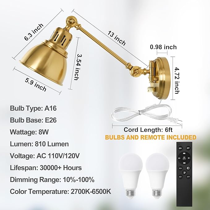 Plug in Wall Sconces Set of Two